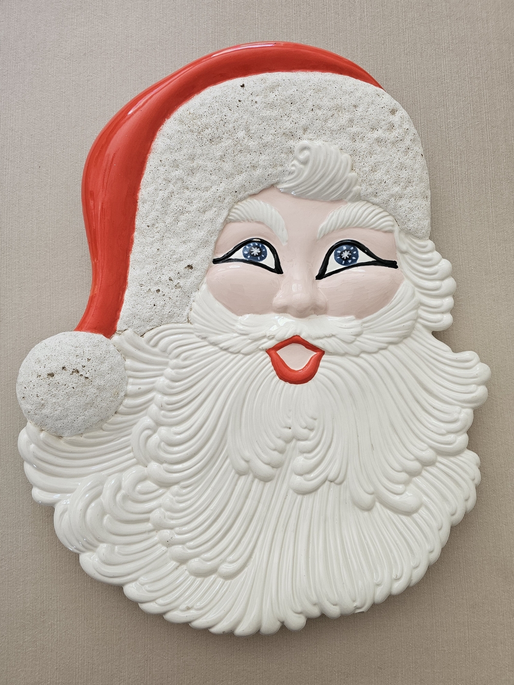Vintage Molded Ceramic Santa Claus Wall Hanging Plate